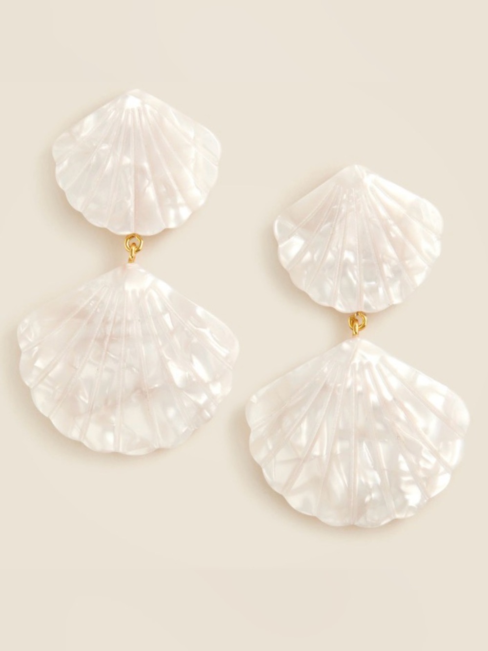 J. Crew Pearlescent Shell Drop Earrings in White and Gold
